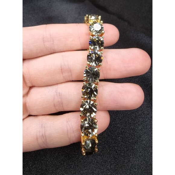 Limited Edition Park Lane Smoky Rhinestone Bracelet Gold-Tone Adjustable Chain - Picture 3 of 7